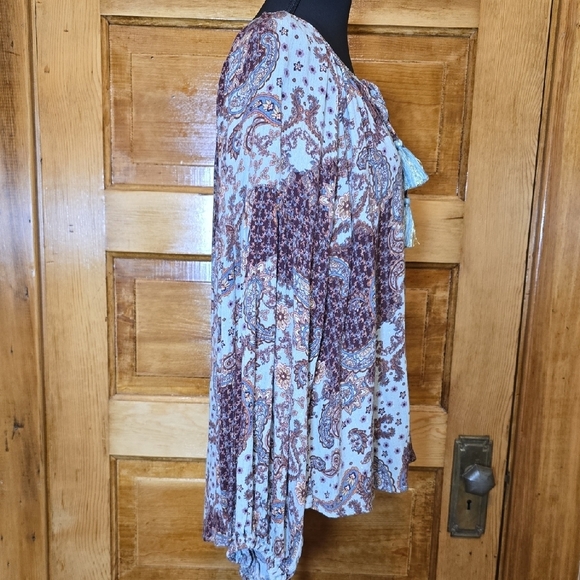 Willow and Root Tie Front Long Sleeve Tunic L - Picture 4 of 4